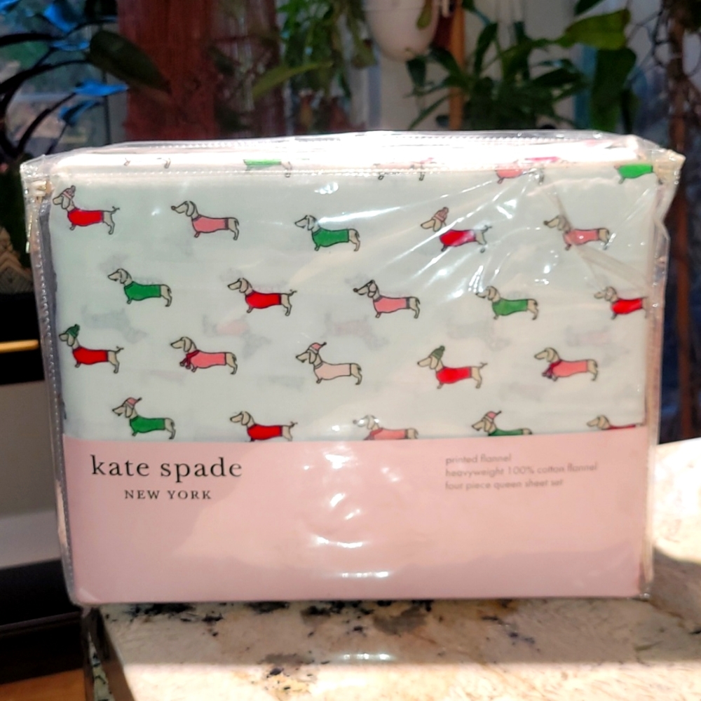 Kate Spade christmas Queen flannel sheets